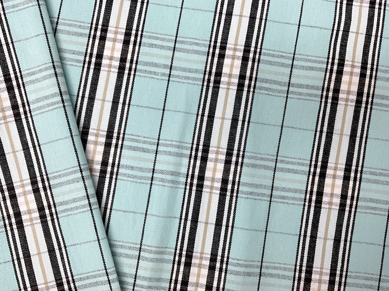 Blue-Multi Cotton Spandex Plaid Twill Woven Fabric