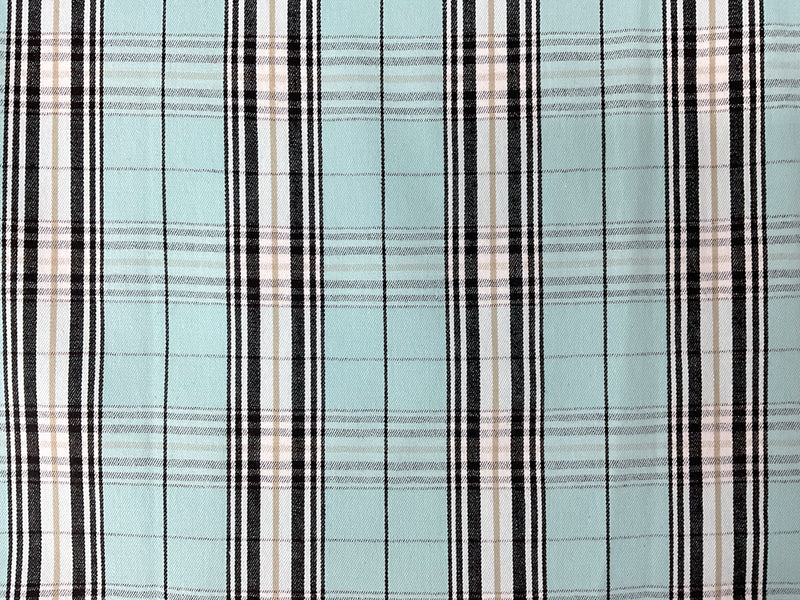 Blue-Multi Cotton Spandex Plaid Twill Woven Fabric