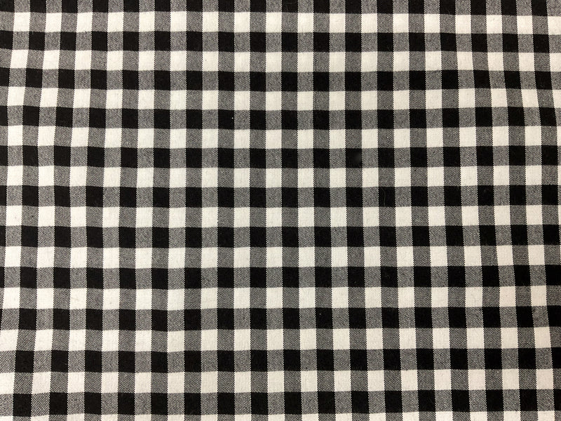 Black-White Cotton Spandex Check Gingham Woven Fabric