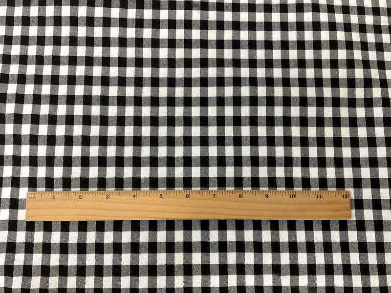 Black-White Cotton Spandex Check Gingham Woven Fabric