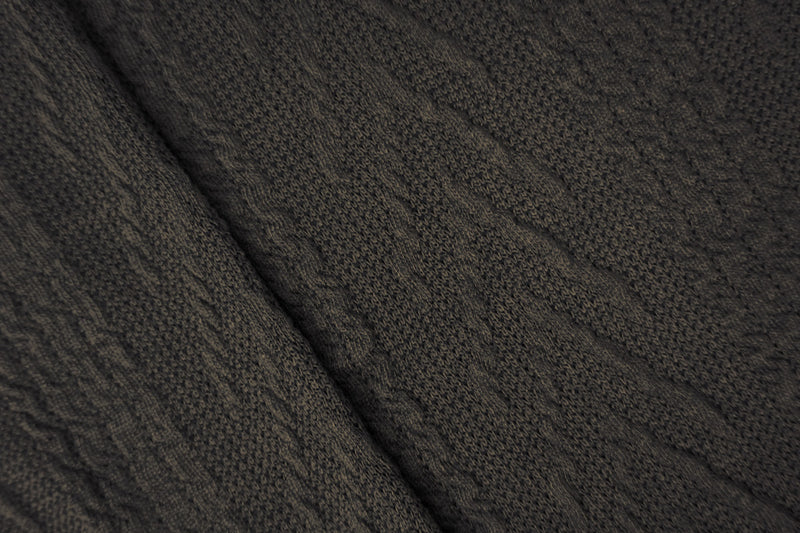 Gray-Taupe Poly Spandex Stretch Cable Sweater Knit Fabric