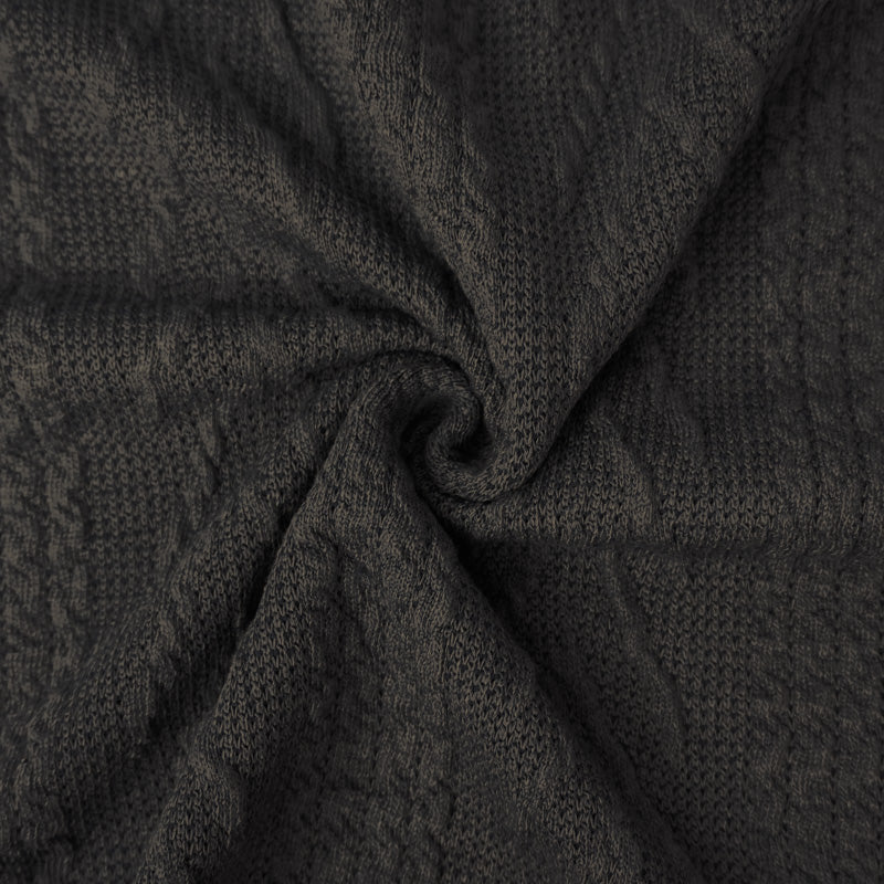 Gray-Taupe Poly Spandex Stretch Cable Sweater Knit Fabric