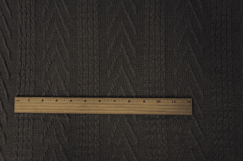 Gray-Taupe Poly Spandex Stretch Cable Sweater Knit Fabric