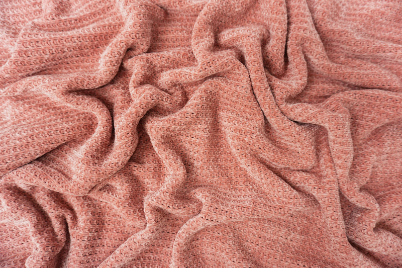 Pink Poly Nylon Chenille Sweater Knit Fabric