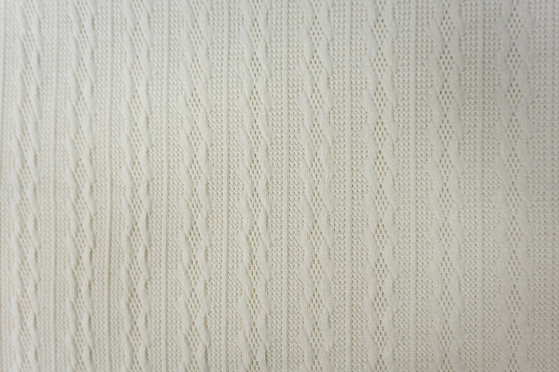 Off-White Poly Spandex Stretch Cable Sweater Knit Fabric