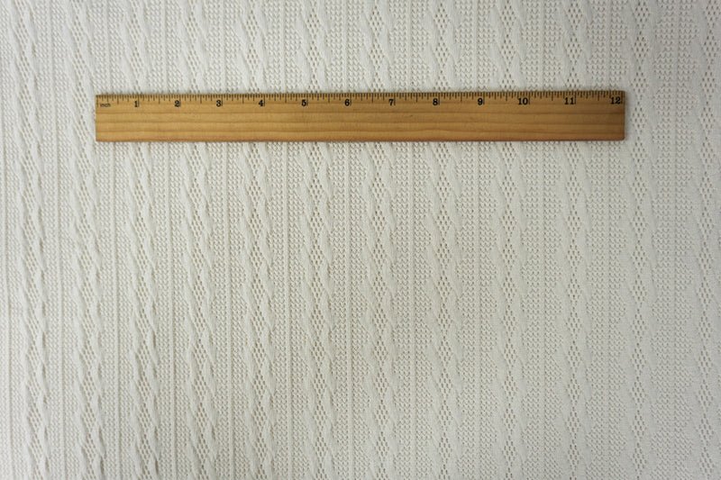 Off-White Poly Spandex Stretch Cable Sweater Knit Fabric