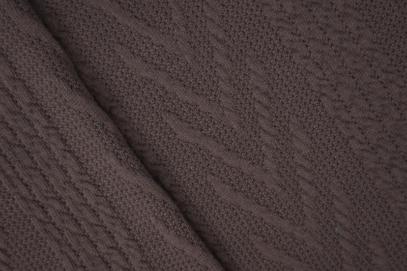 Deep Mauve Purple Poly Spandex Stretch Cable Sweater Knit Fabric