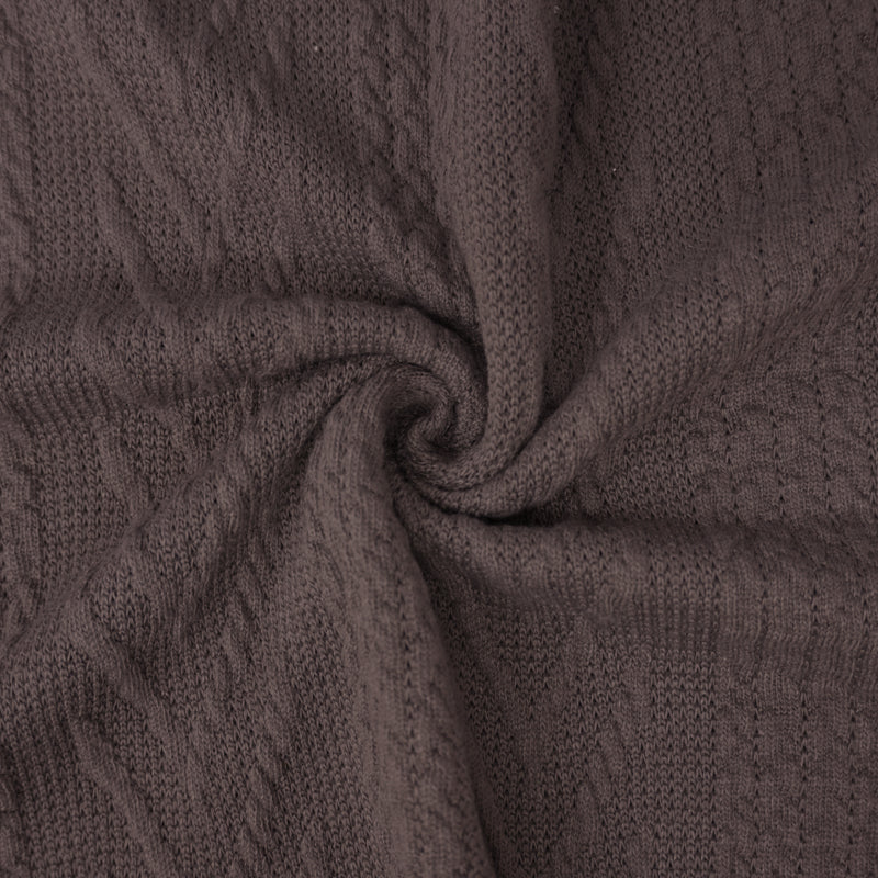 Deep Mauve Purple Poly Spandex Stretch Cable Sweater Knit Fabric