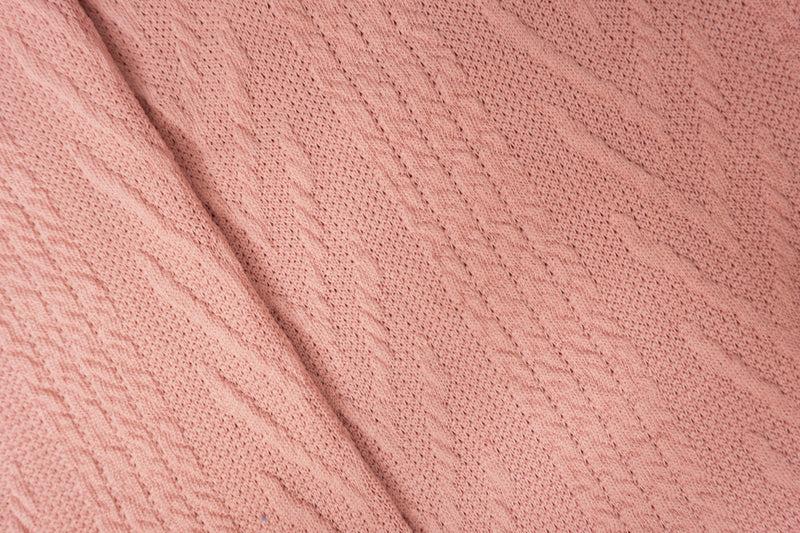 Pink Poly Spandex Stretch Cable Sweater Knit Fabric