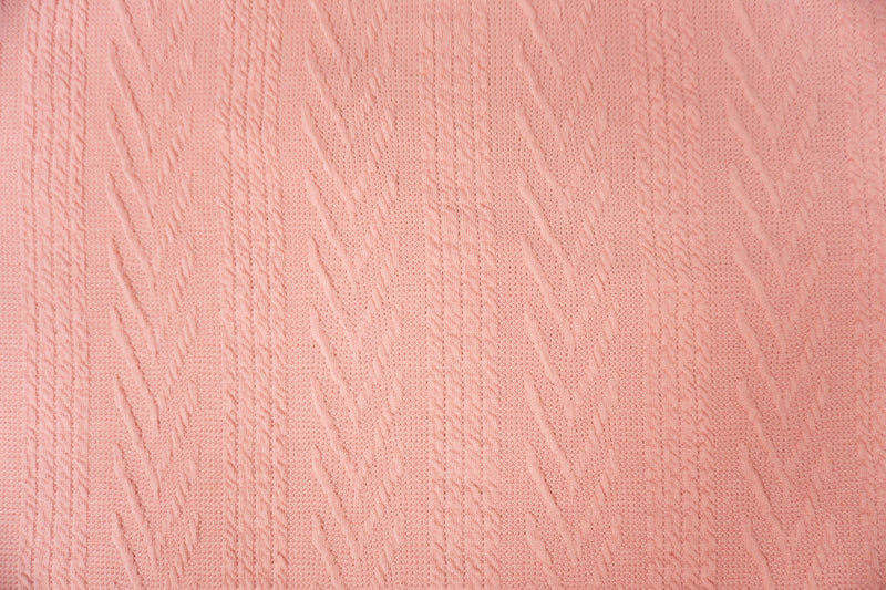 Pink Poly Spandex Stretch Cable Sweater Knit Fabric