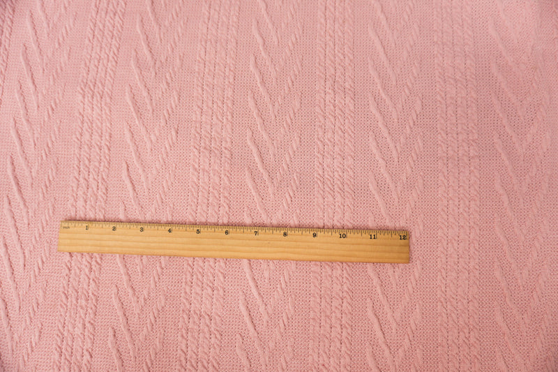 Pink Poly Spandex Stretch Cable Sweater Knit Fabric