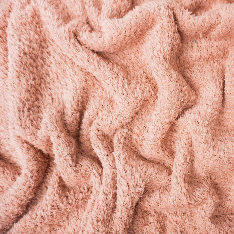 Pink Poly Spandex Stretch Solid Curly Teddy Fleece Knit Fabric