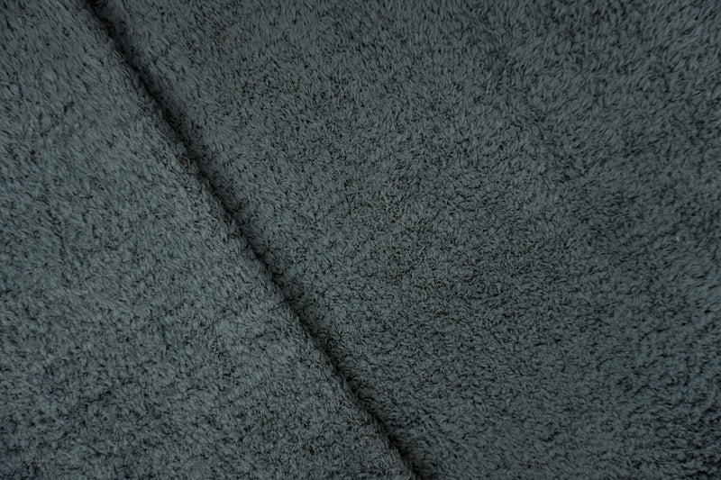 Deep Gray Poly Spandex Stretch Solid Curly Teddy Fleece Knit Fabric