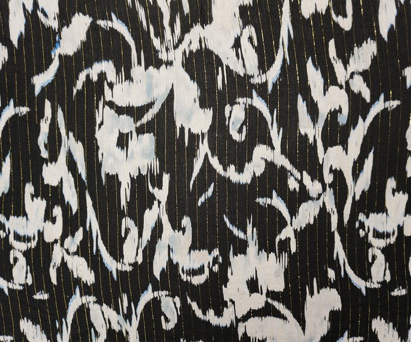 Black-Gold Viscose Blend Abstract Chiffon Famous Designer Fabric