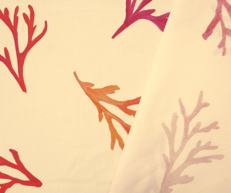 Beige-Red-Orange Cotton Coral Poplin Woven Famous Designer Fabric