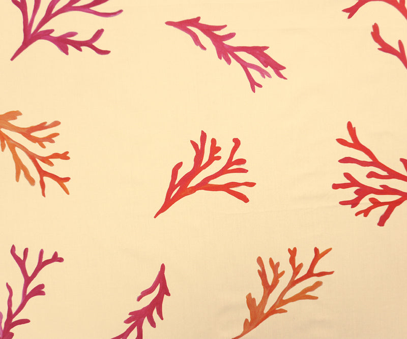 Beige-Red-Orange Cotton Coral Poplin Woven Famous Designer Fabric