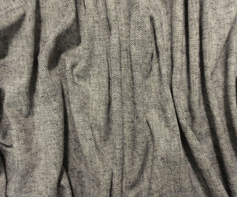 White-Black Cotton Linen Twill Woven Famous Designer Fabric