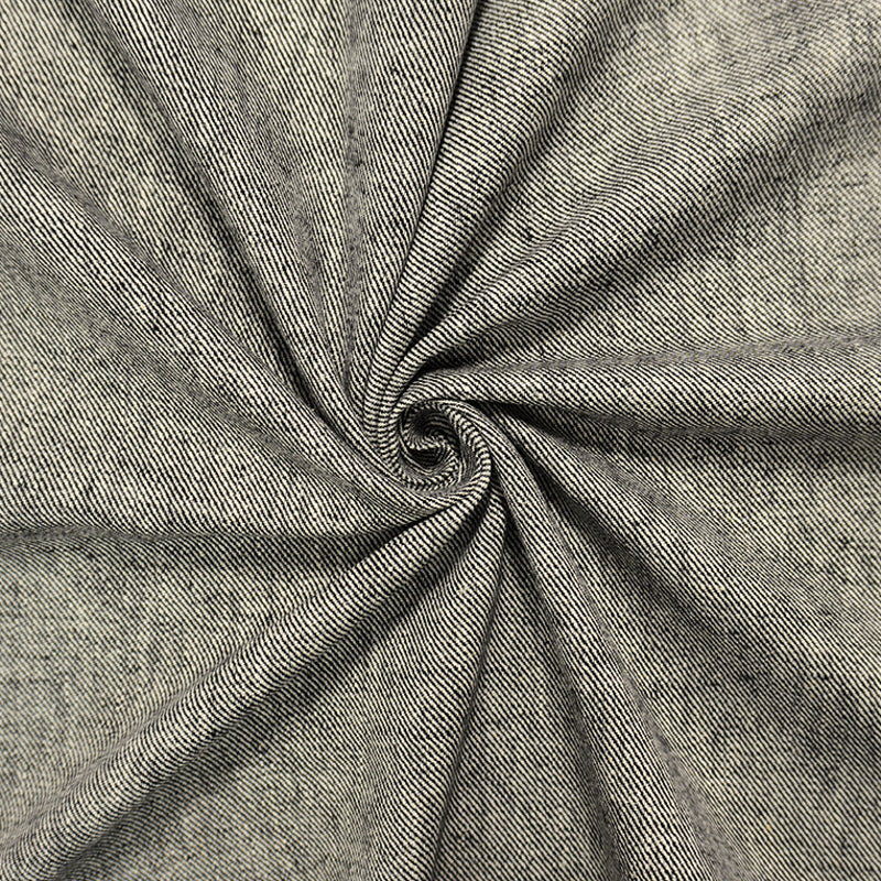 White-Black Cotton Linen Twill Woven Famous Designer Fabric