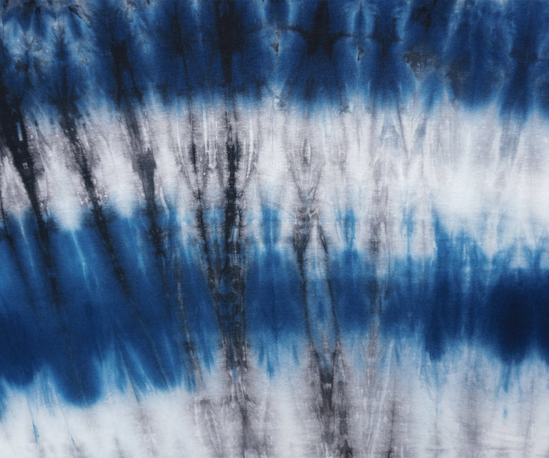Blue-Black-White Rayon Tie Dye Jersey Knit Designer Fabric