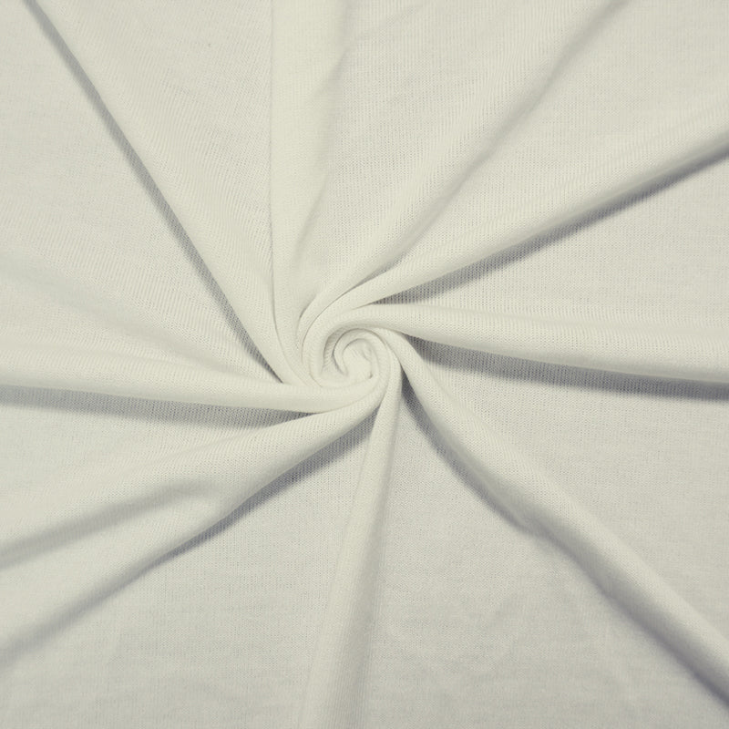 White Poly Blend Solid Jersey Sweater Knit Fabric