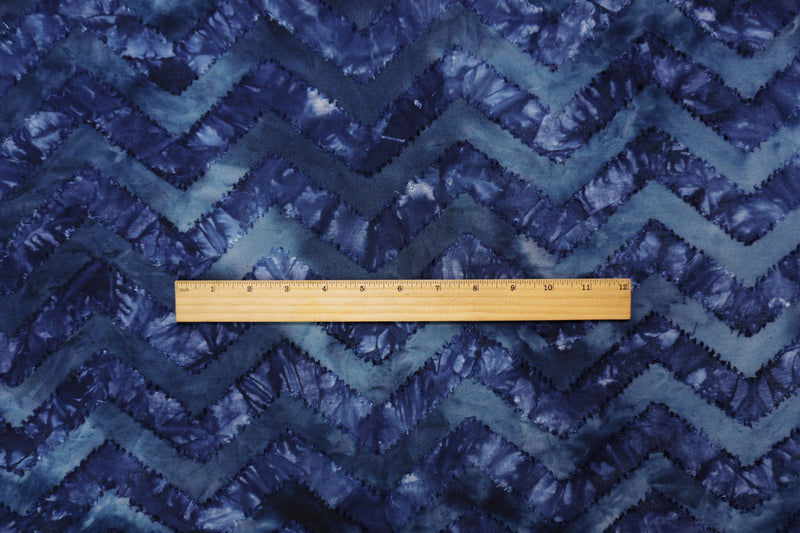 Blue Tie Dye Chevron Jacquard Jersey Knit Famous Designer Fabric