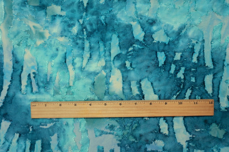 Teal Tie Dye Abstract Jacquard Jersey Knit Famous Designer Fabric