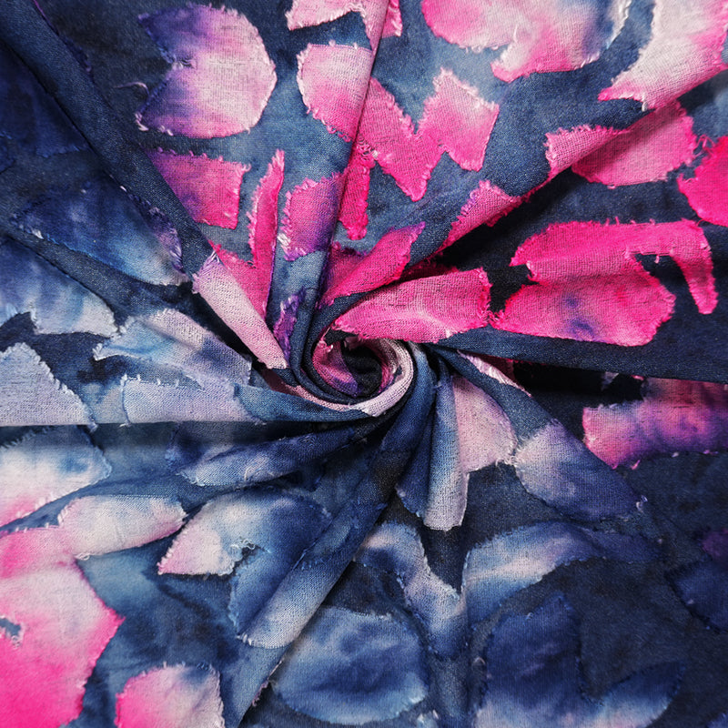 4 YD PC Blue-Pink Tie Dye Abstract Jacquard Jersey Knit Designer Fabric