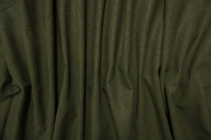 Olive Green Washed Rayon Linen Solid Reorderable Woven Fabric