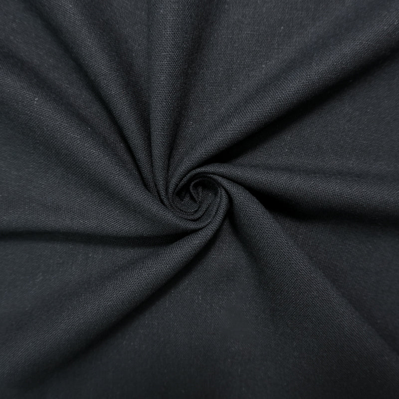 Black Washed Rayon Linen Solid Reorderable Woven Fabric