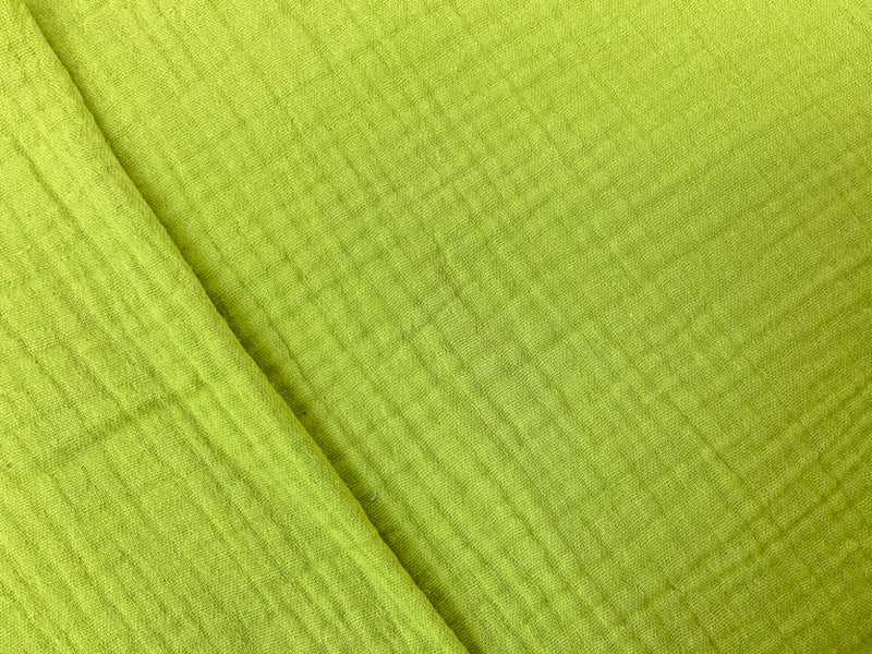 Bright Green Cotton Solid Double Gauze Reorderable Woven Fabric