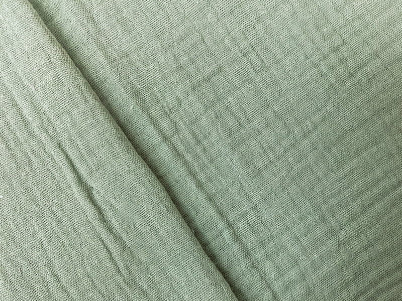 Green Cotton Solid Double Gauze Reorderable Woven Fabric