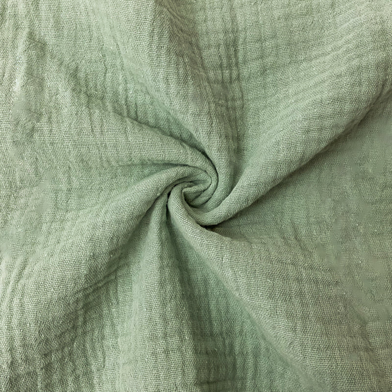 Green Cotton Solid Double Gauze Reorderable Woven Fabric