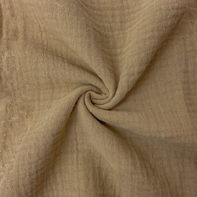 Tan Beige Cotton Solid Double Gauze Reorderable Woven Fabric
