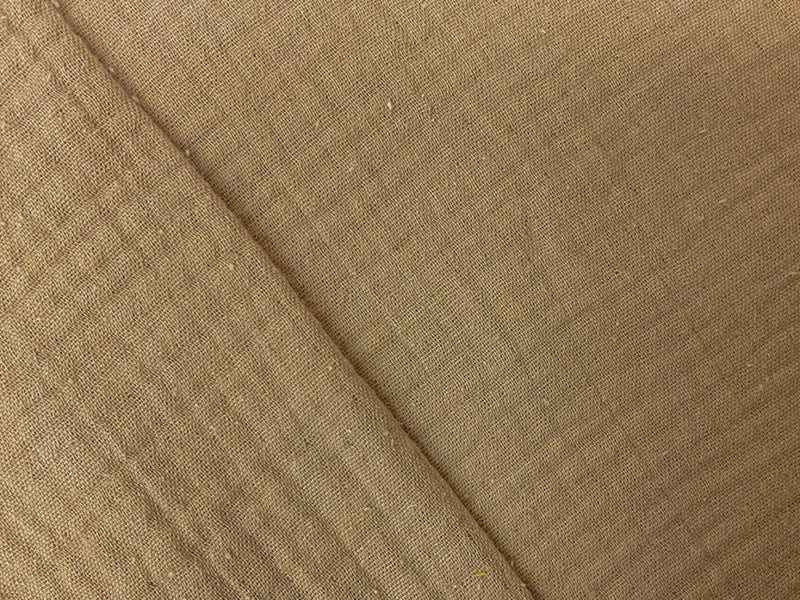 Tan Beige Cotton Solid Double Gauze Reorderable Woven Fabric