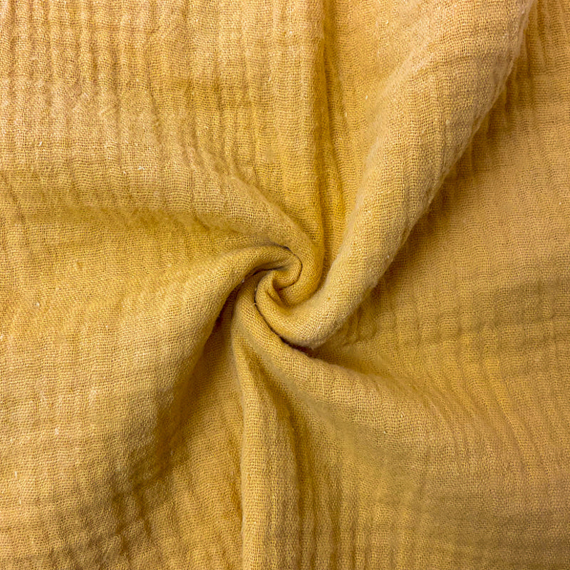 Mustard Yellow Cotton Solid Double Gauze Woven Fabric