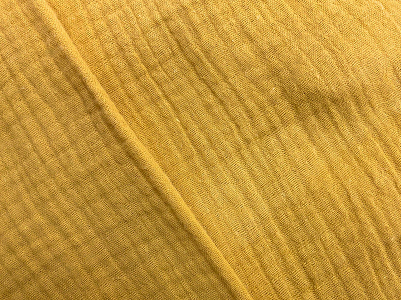 Mustard Yellow Cotton Solid Double Gauze Reorderable Woven Fabric