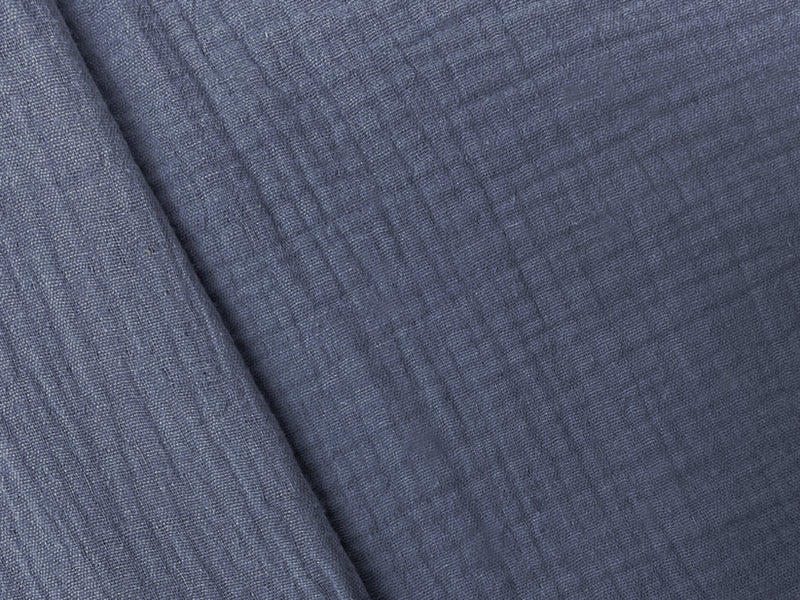 Denim Blue Cotton Solid Double Gauze Reorderable Woven Fabric
