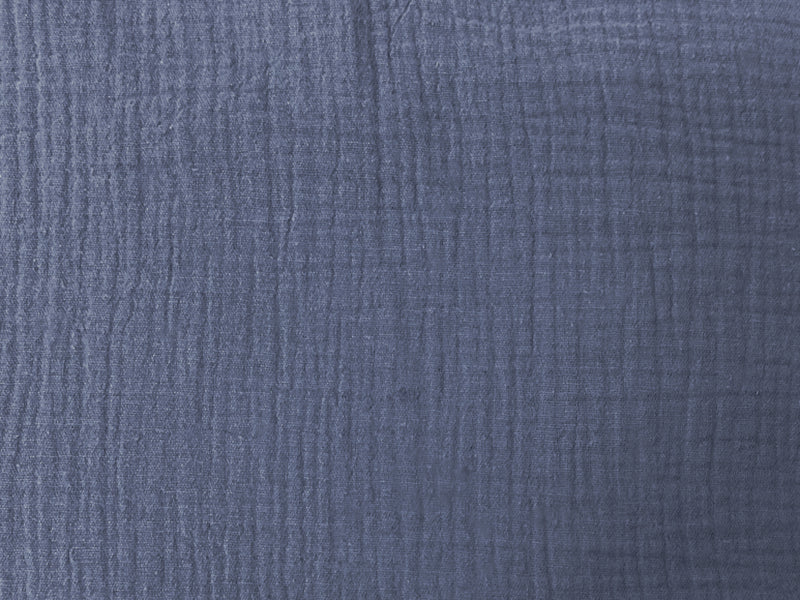 Denim Blue Cotton Solid Double Gauze Reorderable Woven Fabric