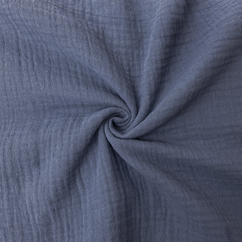 Denim Blue Cotton Solid Double Gauze Reorderable Woven Fabric