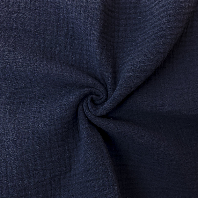 Navy Blue Cotton Solid Double Gauze Woven Fabric