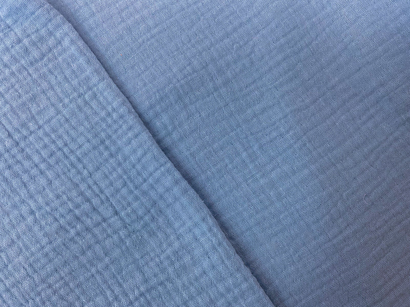 Sky Blue Cotton Solid Double Gauze Reorderable Woven Fabric