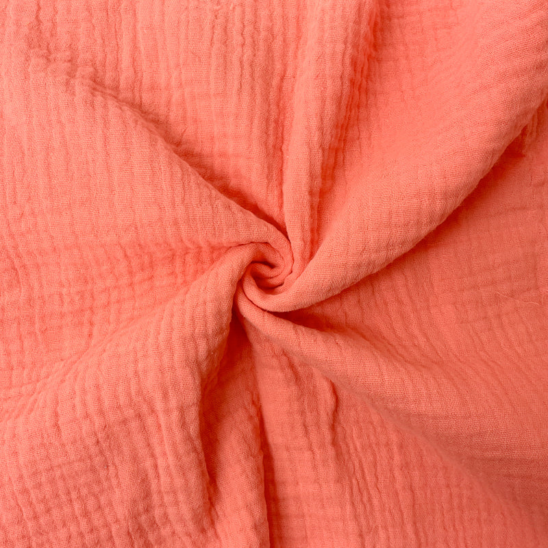 Coral Orange Cotton Solid Double Gauze Woven Fabric