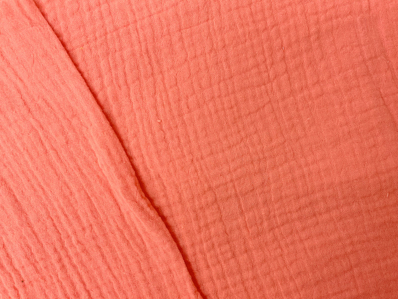 Coral Orange Cotton Solid Double Gauze Woven Fabric