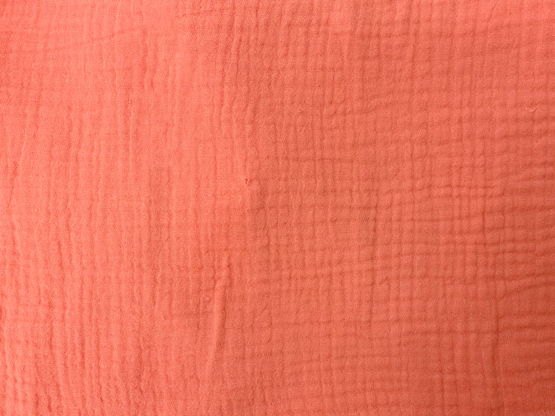 Coral Orange Cotton Solid Double Gauze Woven Fabric
