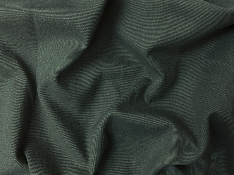 Deep Green 11 oz. Cotton Solid Brushed Face Bull Denim Fabric
