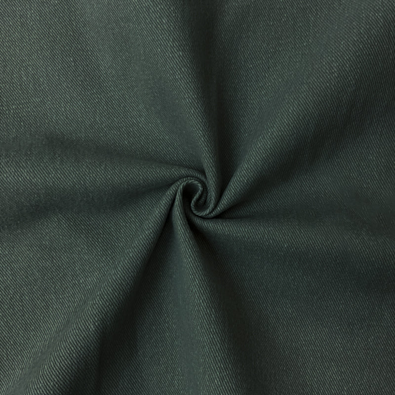Deep Green 11 oz. Cotton Solid Brushed Face Bull Denim Fabric