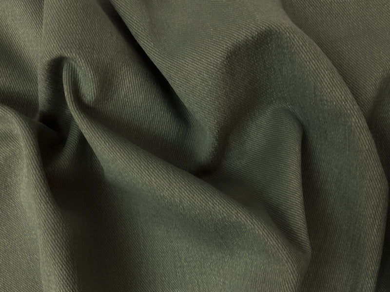Green-Gray 11 oz. Cotton Solid Brushed Face Bull Denim Woven Fabric