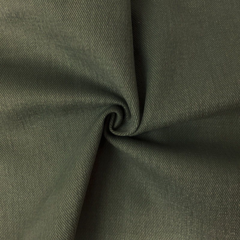 Green-Gray 11 oz. Cotton Solid Brushed Face Bull Denim Woven Fabric
