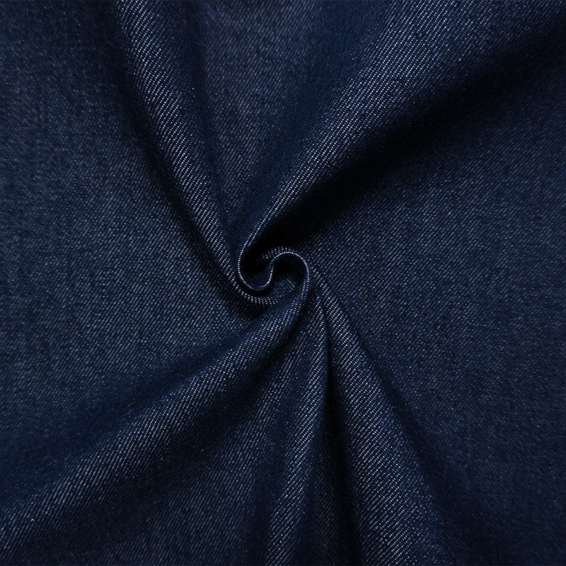 Deep Blue Washed 12 oz. Cotton Denim Twill Woven Fabric