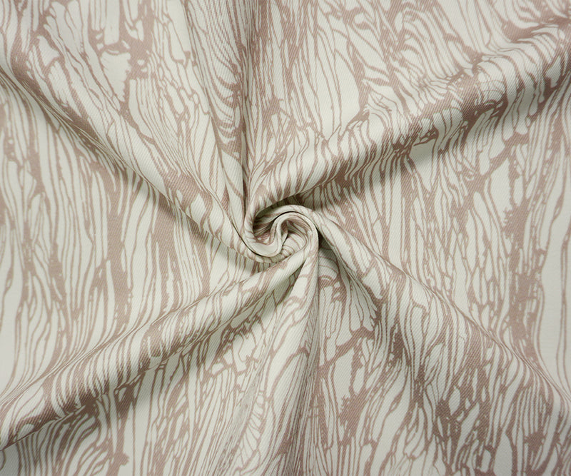 Beige-White 8.5 oz. Abstract Printed Stretch Denim Twill Fabric